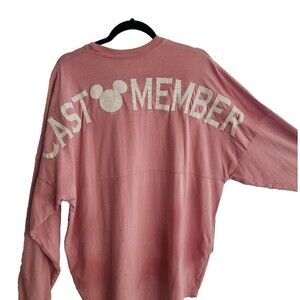 Disney Cast Member Spirit Jersey Shirt Medium Pink Long Sleeve